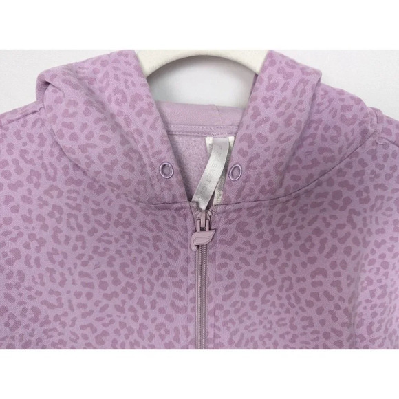 Fabletics sz. L Forever Fleece Hooded Onepiece Purple Leopard Zip Up Pajamas - Picture 7 of 16